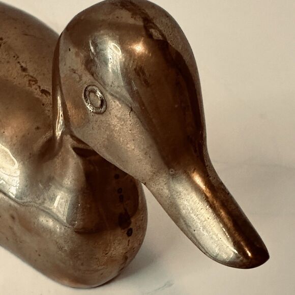VTG Solid Brass Duck Decoy Pair 9" x 4" Figurine Bookend Paperweight Bird - Picture 15 of 16